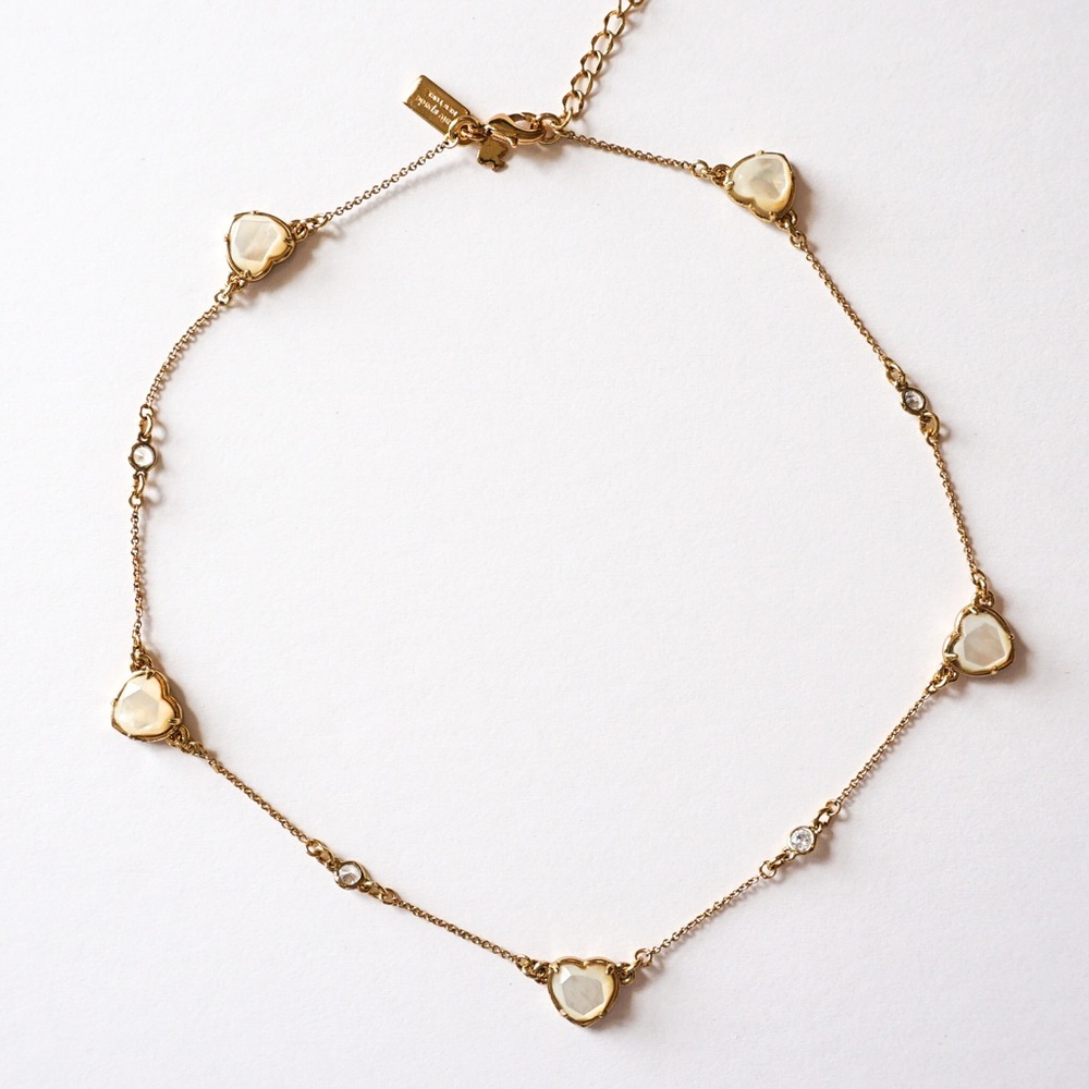 Kate Spade scatter necklace, hearts in gold tone